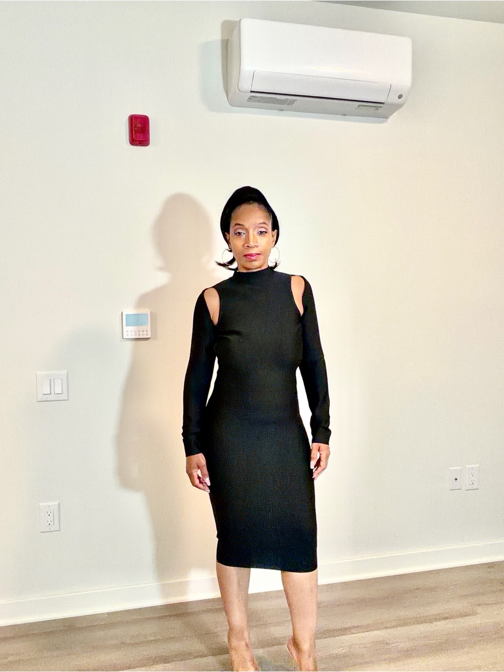 Black Cold-Shoulder Midi Bandage Dress - Women